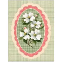PosterMonkey Poster 30x40 cm - Bloemen - Illustratie - Geruit - Groen - Posters - Kamer decoratie - Wanddecoratie woonkamer - Muurdecoratie slaapkamer
