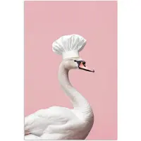PosterMonkey Poster 20x30 cm - Zwaan - Koksmuts - Mooi - Klassiek - Posters - Wanddecoratie keuken - Muurdecoratie woonkamer - Decoratieve accessoires - Kamer muur decoratie