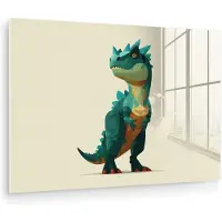 MuchoWow Glasschilderij 180x120 cm - Schilderij acrylglas - Stekels - Dino - Blauw - Gespierd - Foto op glas - Muurdecoratie woonkamer - Wanddecoratie slaapkamer - Schilderijen