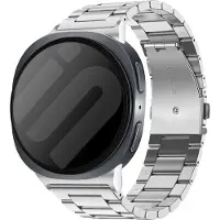 Strap-it Titanium schakel bandje met vlindersluiting geschikt voor Samsung Galaxy Watch 9 (40/44mm) / Watch 8 (40/44mm) / 8 Classic (46mm) - zilver