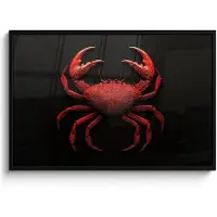 PosterMonkey Poster in lijst - Fotolijst 120x80 cm - Posters - Krab - Rood - Vissen - Schaaldieren - Posterlijst zwart - Decoratie - Wanddecoratie woonkamer - Muurdecoratie slaapkamer