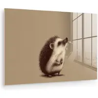 MuchoWow Glasschilderij 60x40 cm - Schilderij acrylglas - Egel - Snuitje - Bruin - Stekels - Foto op glas - Muurdecoratie woonkamer - Wanddecoratie slaapkamer - Schilderijen