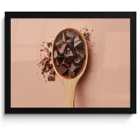 PosterMonkey Poster in lijst - Fotolijst 40x30 cm - Posters - Chocola - Hout - Lepel - Posterlijst zwart - Decoratie - Wanddecoratie woonkamer - Muurdecoratie slaapkamer