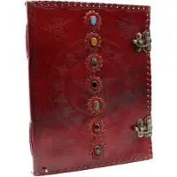 Ancient Wisdom Leren Bezoekersboek Groot - Notitieboek - 7 Chakra - Handgemaakt - 25x32.5cm - 200 Pagina's