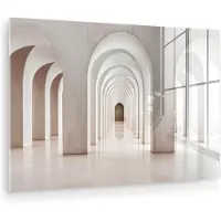 MuchoWow Glasschilderij 180x120 cm - Schilderij acrylglas - Hal - Bogen - Symmetrisch - Modern - Foto op glas - Muurdecoratie woonkamer - Wanddecoratie slaapkamer - Schilderijen