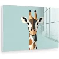 MuchoWow Glasschilderij 30x20 cm - Schilderij acrylglas - Giraffe - Illustratie - Bruin - Minimalistisch - Foto op glas - Muurdecoratie woonkamer - Wanddecoratie slaapkamer - Schilderijen
