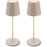 Briloner Kiki - Set van 2 Tafellampen opllaadbaar - dimbaar - voor binnen en buiten - in hoogte verstelbaar - warm wit licht - beige