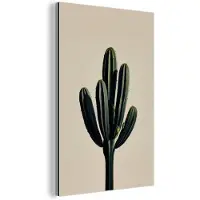 MuchoWow Aluminium schilderij 80x120 cm - Wanddecoratie metaal - Cactus - Subtiel - Groen - Metalen muurdecoratie woonkamer - Decoratie industrieel - Foto op dibond - Industriële accessoires slaapkamer