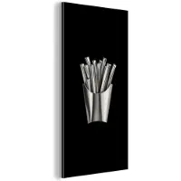 MuchoWow Aluminium schilderij 20x40 cm - Wanddecoratie metaal - Frietjes - Futuristisch - Zilver - Metalen muurdecoratie woonkamer - Decoratie industrieel - Foto op dibond - Industriële accessoires slaapkamer