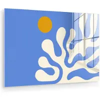 MuchoWow Glasschilderij 120x80 cm - Schilderij acrylglas - Minimalistisch - Organisch patroon - Blauw - Foto op glas - Muurdecoratie woonkamer - Wanddecoratie slaapkamer - Schilderijen