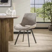 Dimehouse Set van 4 eetkamerstoelen Riviera Rich zand draaibaar - Chenille - Scandinavisch & Basic