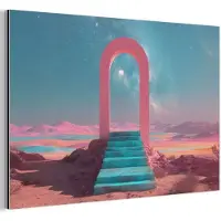 MuchoWow Aluminium schilderij 60x40 cm - Wanddecoratie metaal - Trap - Boog - Sterrenhemel - Metalen muurdecoratie woonkamer - Decoratie industrieel - Foto op dibond - Industriële accessoires slaapkamer