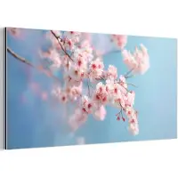 MuchoWow Aluminium schilderij 120x60 cm - Wanddecoratie metaal - Takken - Bloesems - Roze - Metalen muurdecoratie woonkamer - Decoratie industrieel - Foto op dibond - Industriële accessoires slaapkamer