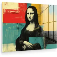 MuchoWow Glasschilderij 80x60 cm - Schilderij acrylglas - Vrouw - Kleurvlakken - Klassieke schilderkunst - Foto op glas - Muurdecoratie woonkamer - Wanddecoratie slaapkamer - Schilderijen