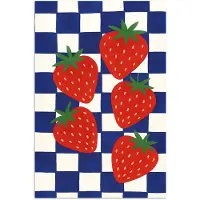 PosterMonkey Poster 120x180 cm - Geblokt - Blauw - Aardbeien - Posters - Kamer decoratie - Wanddecoratie woonkamer - Muurdecoratie slaapkamer XXL