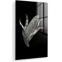 MuchoWow Glasschilderij 120x180 cm - Schilderij acrylglas - Maïskolf - Glanzend metaal - Elegant - Foto op glas - Muurdecoratie woonkamer - Wanddecoratie slaapkamer - Schilderijen