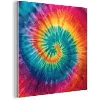 MuchoWow Aluminium schilderij 20x20 cm - Wanddecoratie metaal - Regenboogkleuren - Tie dye - - Metalen muurdecoratie woonkamer - Decoratie industrieel - Foto op dibond - Industriële accessoires slaapkamer