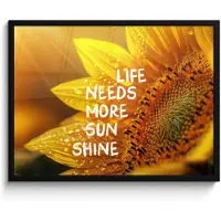 PosterMonkey Poster in lijst - Fotolijst 80x60 cm - Posters - Zonnebloem - Close up - Geel - Quote - Posterlijst zwart - Decoratie - Wanddecoratie woonkamer - Muurdecoratie slaapkamer