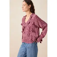 Sissy-Boy Donkerrode blouse met ruffles | Maat: XS