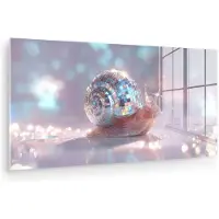 MuchoWow Glasschilderij 80x40 cm - Schilderij acrylglas - Slak - Disco - Mozaïek - Blauw - Foto op glas - Muurdecoratie woonkamer - Wanddecoratie slaapkamer - Schilderijen