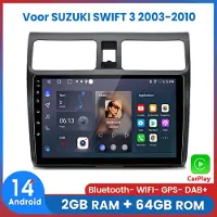 AWESAFE Geschikt voor SUZUKI SWIFT 3 (2003 t/m 2010) - 2+64GB 4Core - 10.1 inch Android 14.0 CarPlay Autoradio - Draadloos CarPlay & Android Auto - Bluetooth & WiFi - GPS Navigatie