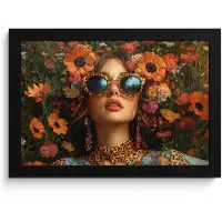 PosterMonkey Poster in lijst - Fotolijst 30x20 cm - Posters - Vrouwen - Bloemen - Modern - Bril - Abstract - Posterlijst zwart - Decoratie - Wanddecoratie woonkamer - Muurdecoratie slaapkamer