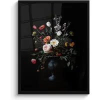 PosterMonkey Poster in lijst - Fotolijst 60x80 cm - Posters - Bloemstuk - Vaas - Zwart - Posterlijst zwart - Decoratie - Wanddecoratie woonkamer - Muurdecoratie slaapkamer