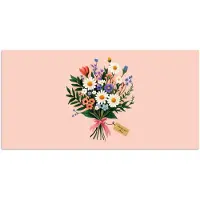 PosterMonkey Poster 40x20 cm - Margrieten - Boeket - Strikje - Roze - Posters - Kamer decoratie - Wanddecoratie woonkamer - Muurdecoratie slaapkamer