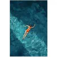 PosterMonkey Poster 40x60 cm - Vrouw - Water - Bikini - Oranje - Posters - Kamer decoratie - Wanddecoratie woonkamer - Muurdecoratie slaapkamer