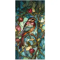 PosterMonkey Poster 80x160 cm - Vogel - Tak - Rozen - Mozaïek - Posters - Kamer decoratie - Wanddecoratie woonkamer - Muurdecoratie slaapkamer