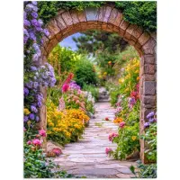 PosterMonkey Poster 30x40 cm - Doorkijk - Bloemen - Pad - Natuur - Posters - Kamer decoratie - Wanddecoratie woonkamer - Muurdecoratie slaapkamer