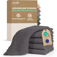 Laleni Hydrofiele Doeken - 100% Katoen - Mousseline - 70x70cm - Antraciet - Set van 5