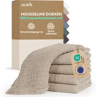 Laleni Hydrofiele Doeken - 100% Katoen - Mousseline - 70x70cm - Beige - Set van 5