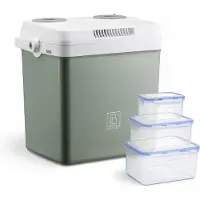 Brisby 25 Liter Elektrische Koelbox, met 12V, 220/230 Volt Aansluiting voor Auto en Camping – AC/DC - Coolbox - GROEN