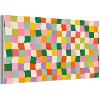 MuchoWow Aluminium schilderij 80x40 cm - Wanddecoratie metaal - Vierkanten - Kleurrijk - Golvend - Metalen muurdecoratie woonkamer - Decoratie industrieel - Foto op dibond - Industriële accessoires slaapkamer