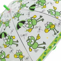 Jean Kinder paraplu | Groen | Kikker motief | Frog motive | doorzichtig plastic| 96 cm