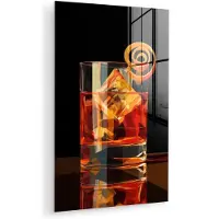 MuchoWow Glasschilderij 120x180 cm - Schilderij acrylglas - Glas - Ijsblokjes - Drinken - Bruin - Foto op glas - Muurdecoratie woonkamer - Wanddecoratie slaapkamer - Schilderijen