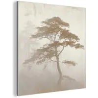 MuchoWow Aluminium schilderij 20x20 cm - Wanddecoratie metaal - Boom - Oosterse stijl - Landschap - Metalen muurdecoratie woonkamer - Decoratie industrieel - Foto op dibond - Industriële accessoires slaapkamer