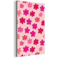 MuchoWow Aluminium schilderij 80x120 cm - Wanddecoratie metaal - Bloemen - Patroon - Roze - Metalen muurdecoratie woonkamer - Decoratie industrieel - Foto op dibond - Industriële accessoires slaapkamer