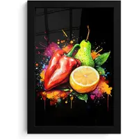PosterMonkey Poster in lijst - Fotolijst 20x30 cm - Posters - Paprika - Peer - Citroen - Graffiti - Verf - Abstract - Posterlijst zwart - Decoratie - Wanddecoratie woonkamer - Muurdecoratie slaapkamer