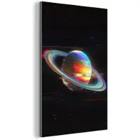 MuchoWow Aluminium schilderij 100x150 cm - Wanddecoratie metaal - Planeet - Cirkel - Kleurrijk - Metalen muurdecoratie woonkamer - Decoratie industrieel - Foto op dibond - Industriële accessoires slaapkamer