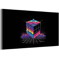 MuchoWow Aluminium schilderij 160x80 cm - Wanddecoratie metaal - Kubus - Kleurrijk - Raster - Metalen muurdecoratie woonkamer - Decoratie industrieel - Foto op dibond - Industriële accessoires slaapkamer