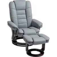 HOMCOM -Relaxsessel mit Hocker-Kunstleder-85L x 82B x 106H cm-Grau