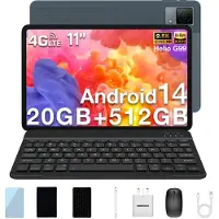 Doogee Tablet met toetsenbord T40 11"2,5K 20 GB RAM + 512 GB ROM Android 14 met Helio G99 Batterij 8580 mAh 16 MP + 8 MP Face ID,Grijs