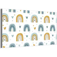 MuchoWow Aluminium schilderij 80x40 cm - Wanddecoratie metaal - Patroon - Regenboog - Hartjes - Metalen muurdecoratie woonkamer - Decoratie industrieel - Foto op dibond - Industriële accessoires slaapkamer