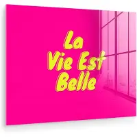 MuchoWow Glasschilderij 160x120 cm - Schilderij acrylglas - Quote - Retro - Roze - Foto op glas - Muurdecoratie woonkamer - Wanddecoratie slaapkamer - Schilderijen