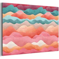 MuchoWow Aluminium schilderij 120x80 cm - Wanddecoratie metaal - Golven - Kleurrijk - Abstract - Metalen muurdecoratie woonkamer - Decoratie industrieel - Foto op dibond - Industriële accessoires slaapkamer