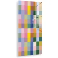 MuchoWow Glasschilderij 20x40 cm - Schilderij acrylglas - Blokken - Vierkant - Patroon - Gekleurd - Foto op glas - Muurdecoratie woonkamer - Wanddecoratie slaapkamer - Schilderijen