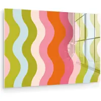 MuchoWow Glasschilderij 180x120 cm - Schilderij acrylglas - Banen - Golven - Kleurrijk - Verticaal - Foto op glas - Muurdecoratie woonkamer - Wanddecoratie slaapkamer - Schilderijen