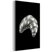 MuchoWow Aluminium schilderij 120x180 cm - Wanddecoratie metaal - Croissant - Metaal - Zilver - Metalen muurdecoratie woonkamer - Decoratie industrieel - Foto op dibond - Industriële accessoires slaapkamer